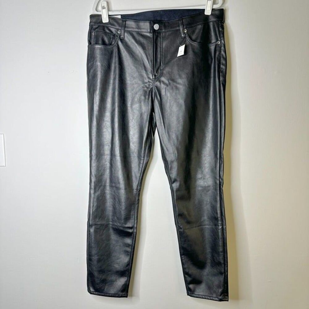 GAP Pants Women 32 / 14 R Black 5 Pocket Mid Rise Faux Leather True Skinny NWT